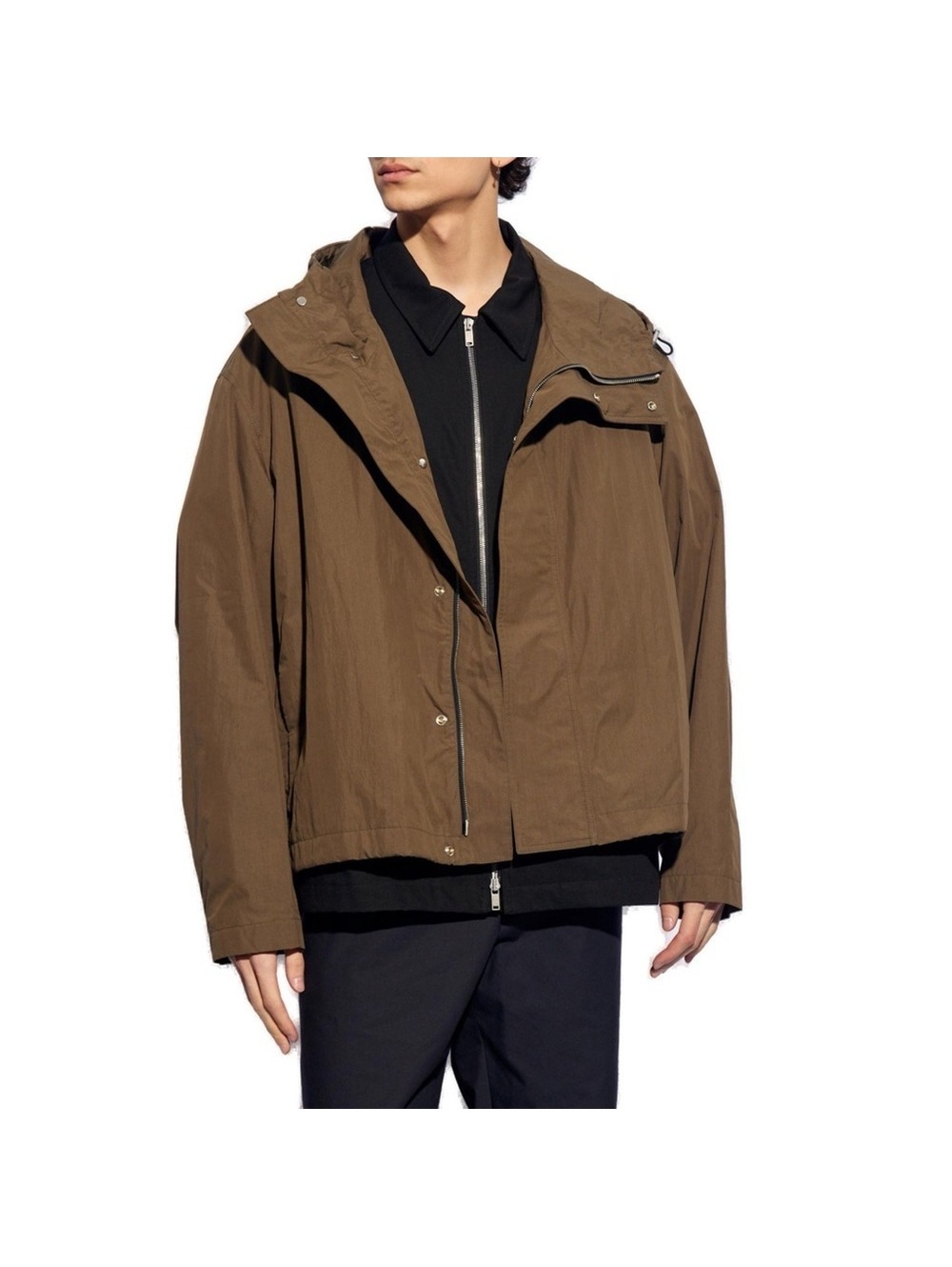 Jil Sander Green Long-Sleeve Hooded Jacket w/Organic Cotton, Size L NWT $2,380